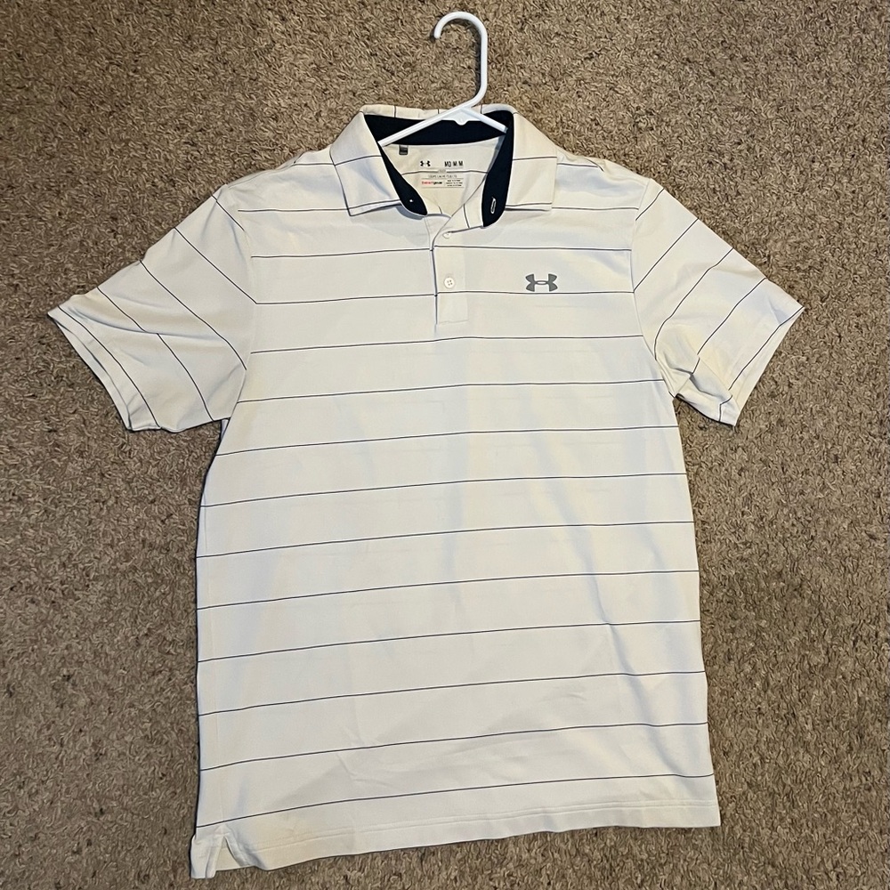 Under Armour White Polo Shirt with Striped Design
